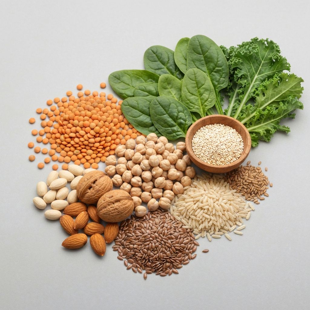 Natural protein sources including legumes, nuts, and whole grains